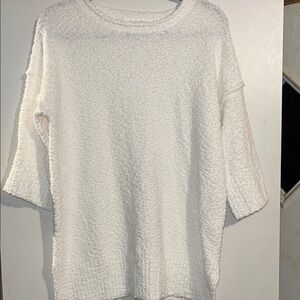 Cozy White Textured Sweatshirt